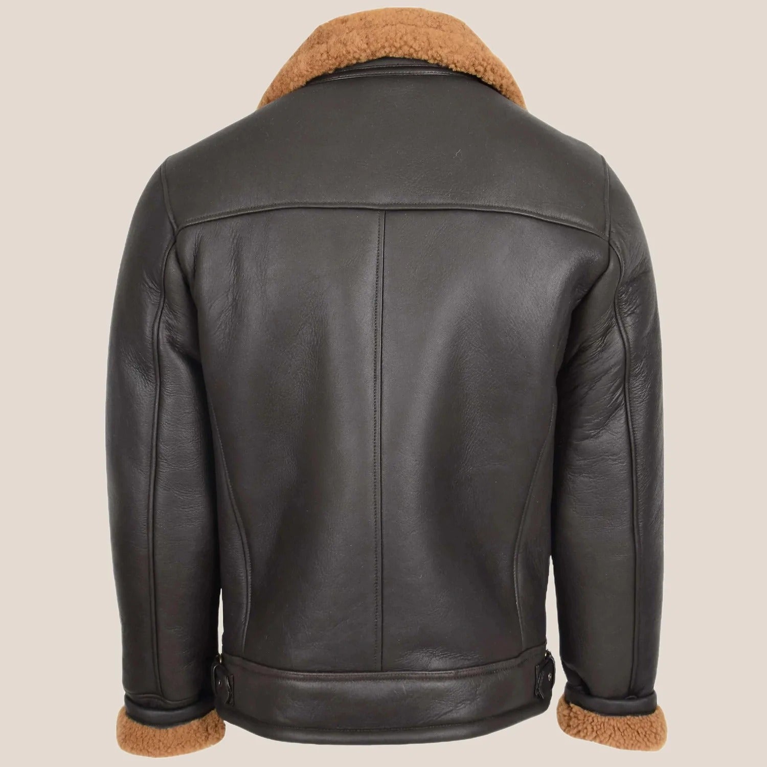 Men's Brown Aviator Sheepskin Pilot Jacket with Cross Zip