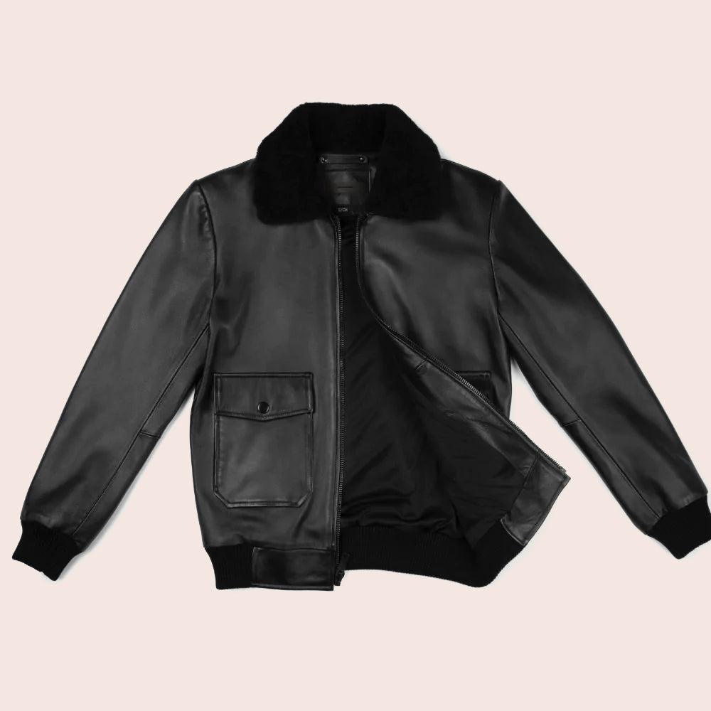 Men's Black G-1 Flight Leather Bomber Jacket