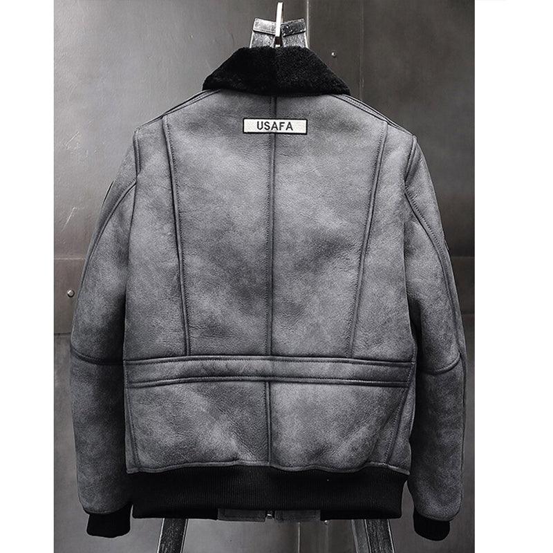 Men's Grey B3 RAF Shearling Flight Jacket Coat