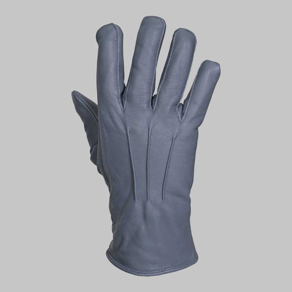 Grey Leather Glove with Faux Fur Lining