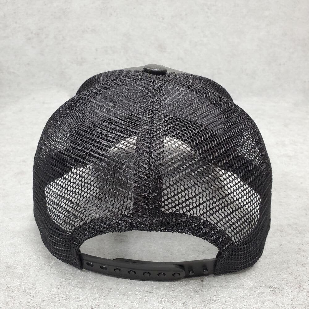 Premium Men Black Genuine Leather Mesh Trucker Cap