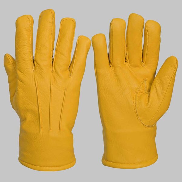 Yellow Leather Glove with Faux Fur Lining