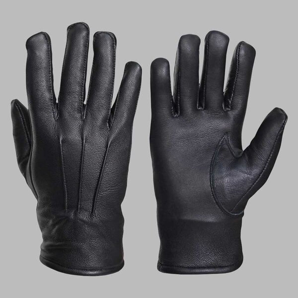 Black Leather Glove with Faux Fur Lining