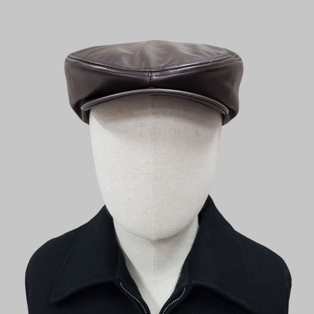 Men Brown Real Leather Ivy Driver Cap
