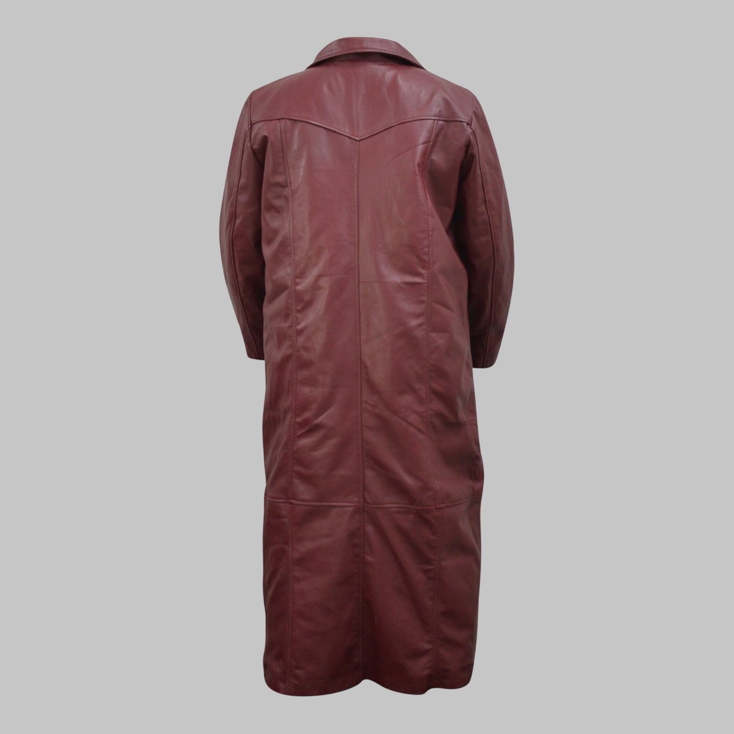Men Maroon Casual Leather Trench Coat