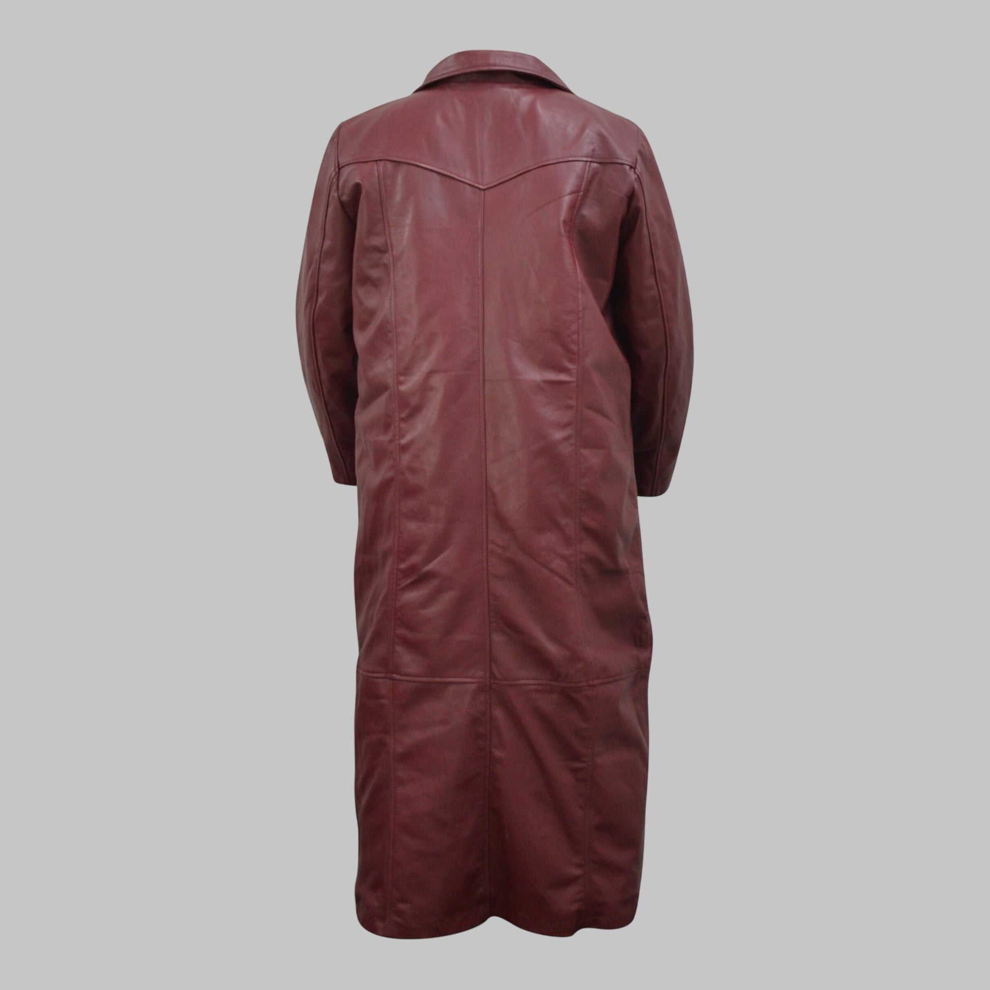 Men Maroon Casual Leather Trench Coat