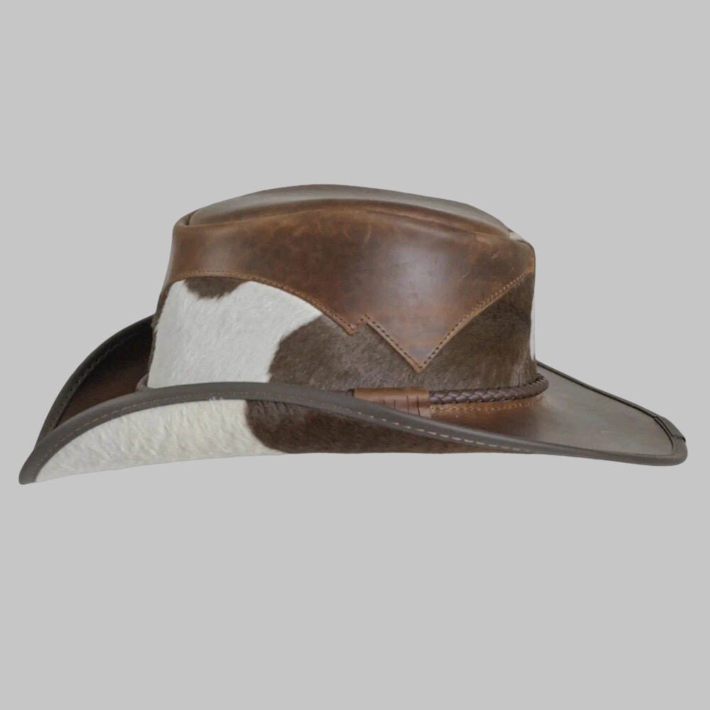 Men Premium Brown Leather Cowboy Hat