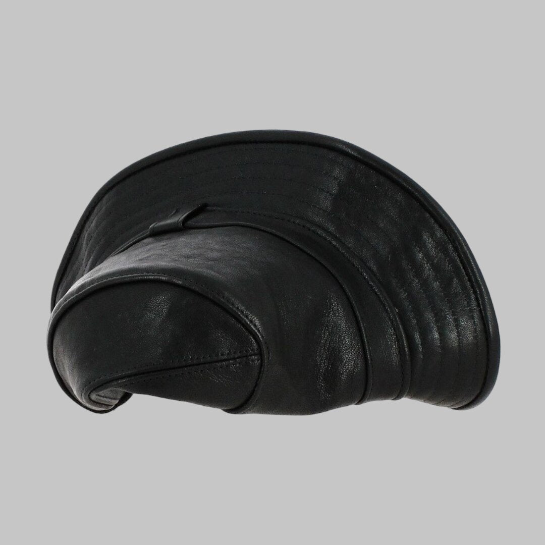 Men Trendy Black Leather Trilby Hat