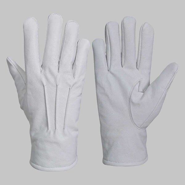 White Leather Glove with Faux Fur Lining