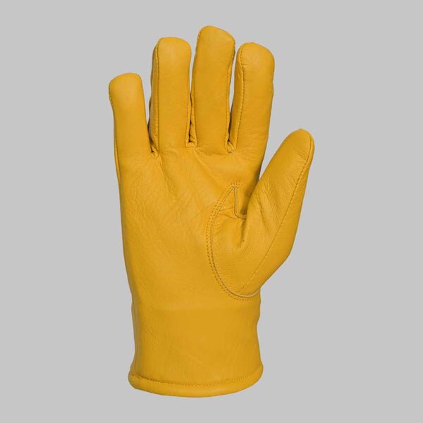 Yellow Leather Glove with Faux Fur Lining
