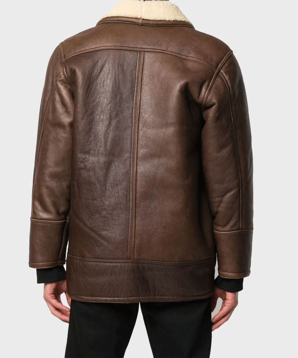 Men's Vintage Brown Leather Shearling Jacket