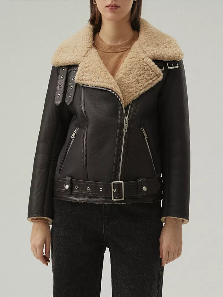 Fur aviator jacket womens best sale