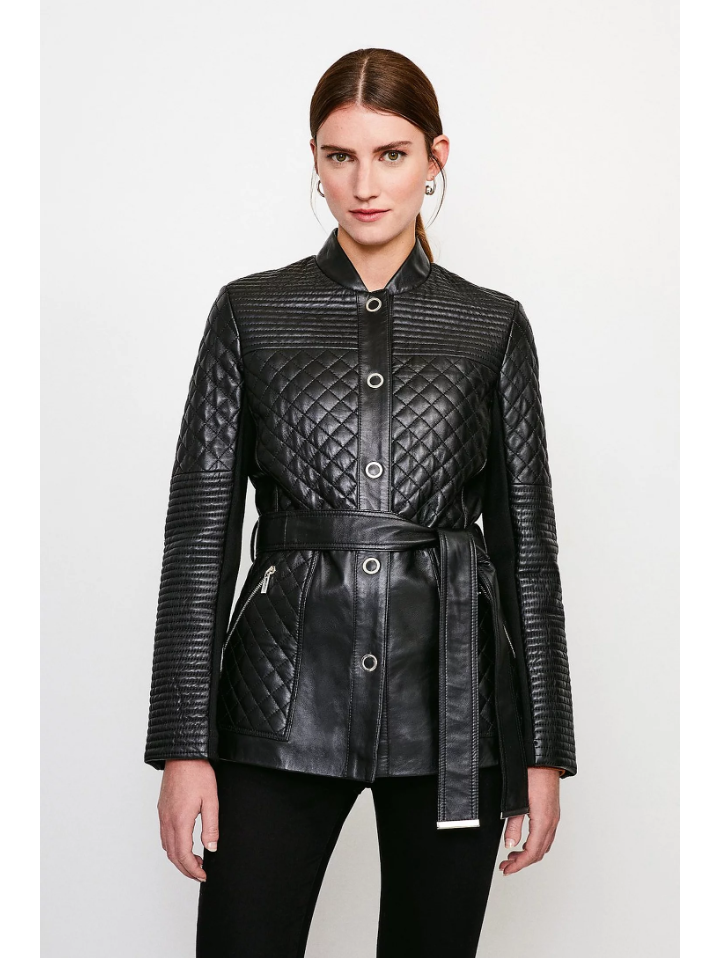 Women’s Trendy Black Sheepskin Leather Coat
