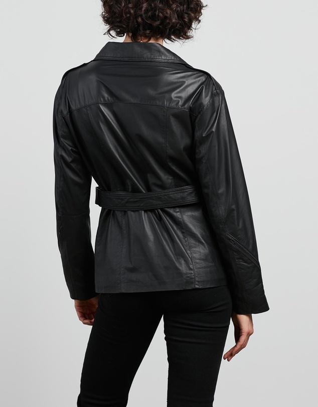 Women's Black Sheepskin Leather Coat