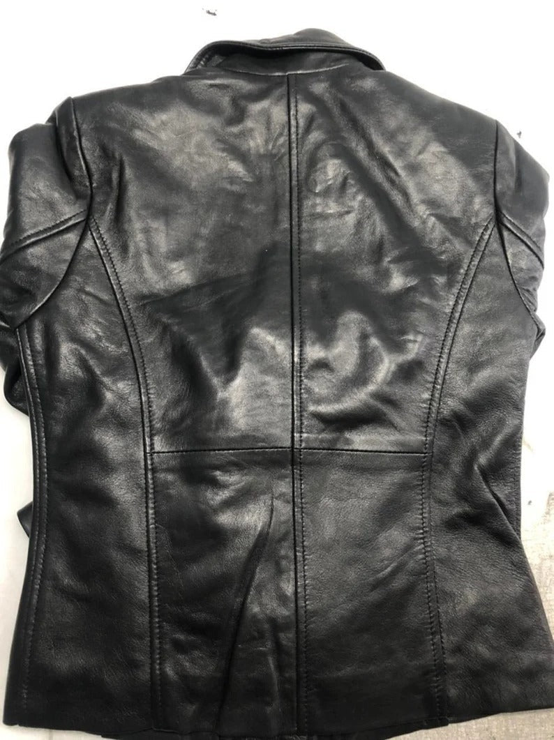Women's Black Slim Fit Biker Leather Jacket