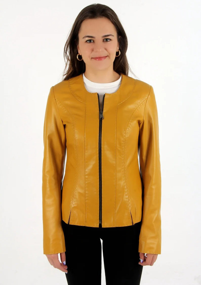 Women's Classic Lambskin Leather Biker Jacket
