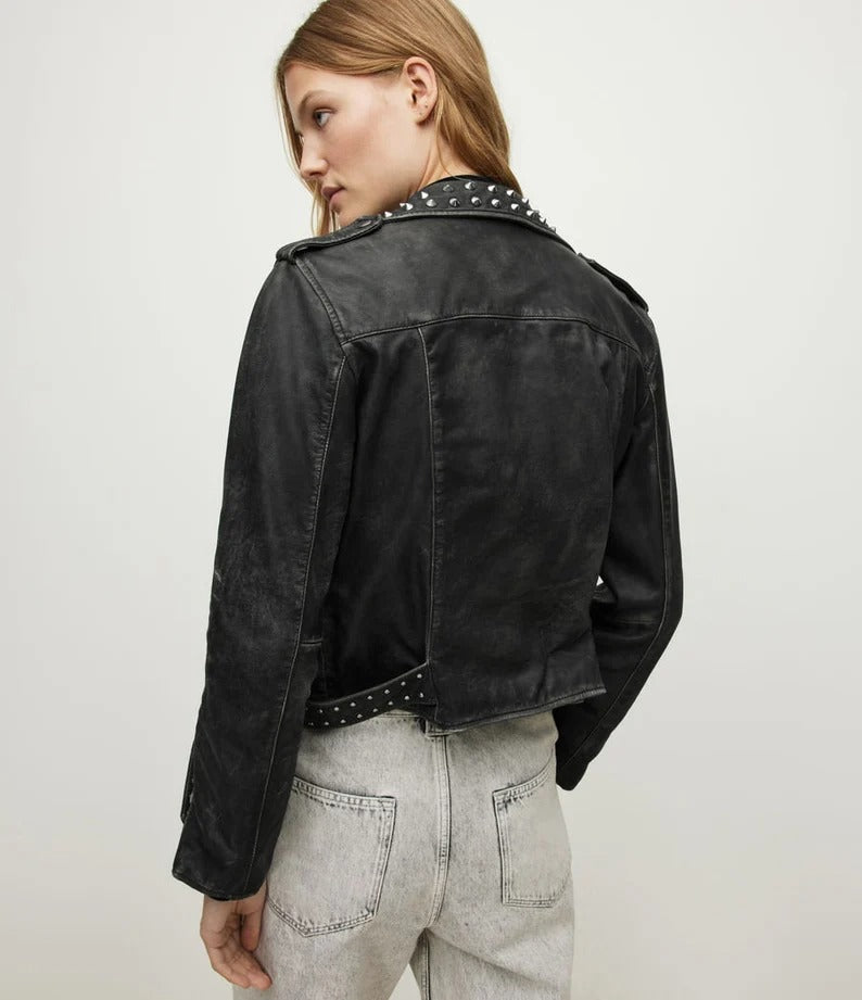 Women's Studded Leather Brando Jacket