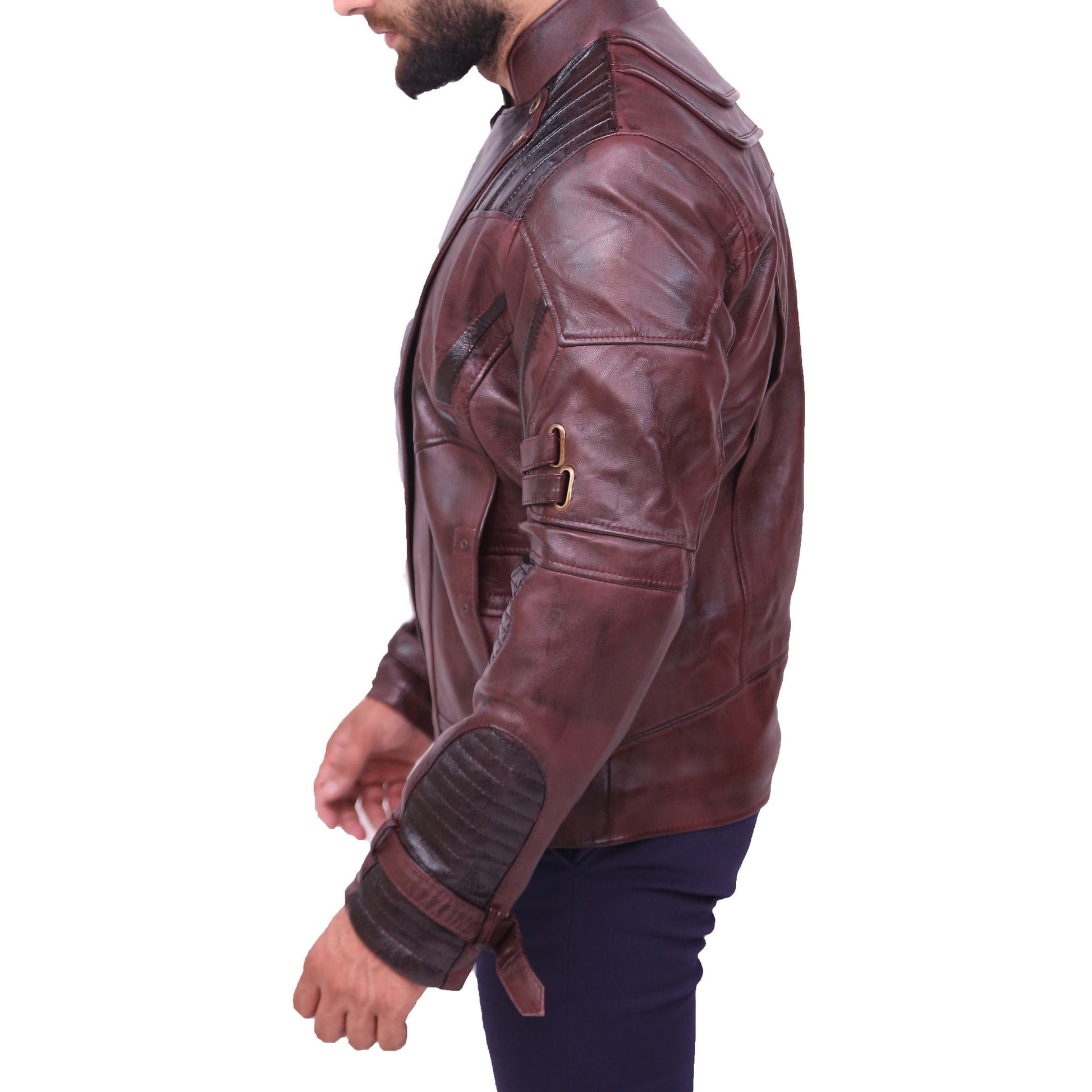 Men's Galaxy Biker Motorcycle Maroon Real Leather Men's Leather Jacket