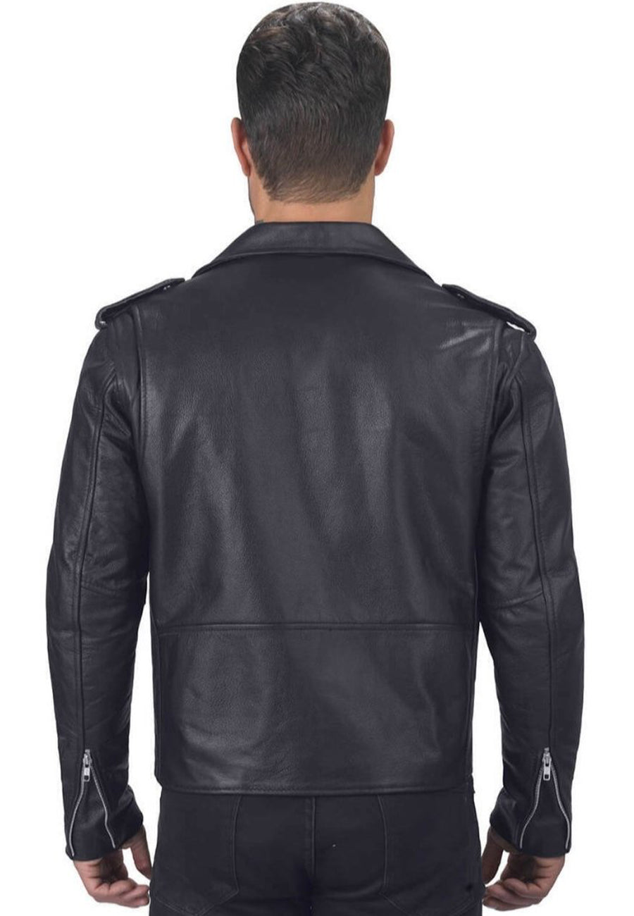 Men’s Classic Black Leather Biker Jacket
