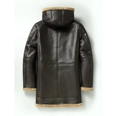 Men Raf B3 Brown Bomber Genuine Leather Jacket And Winter Sheepskin Coat