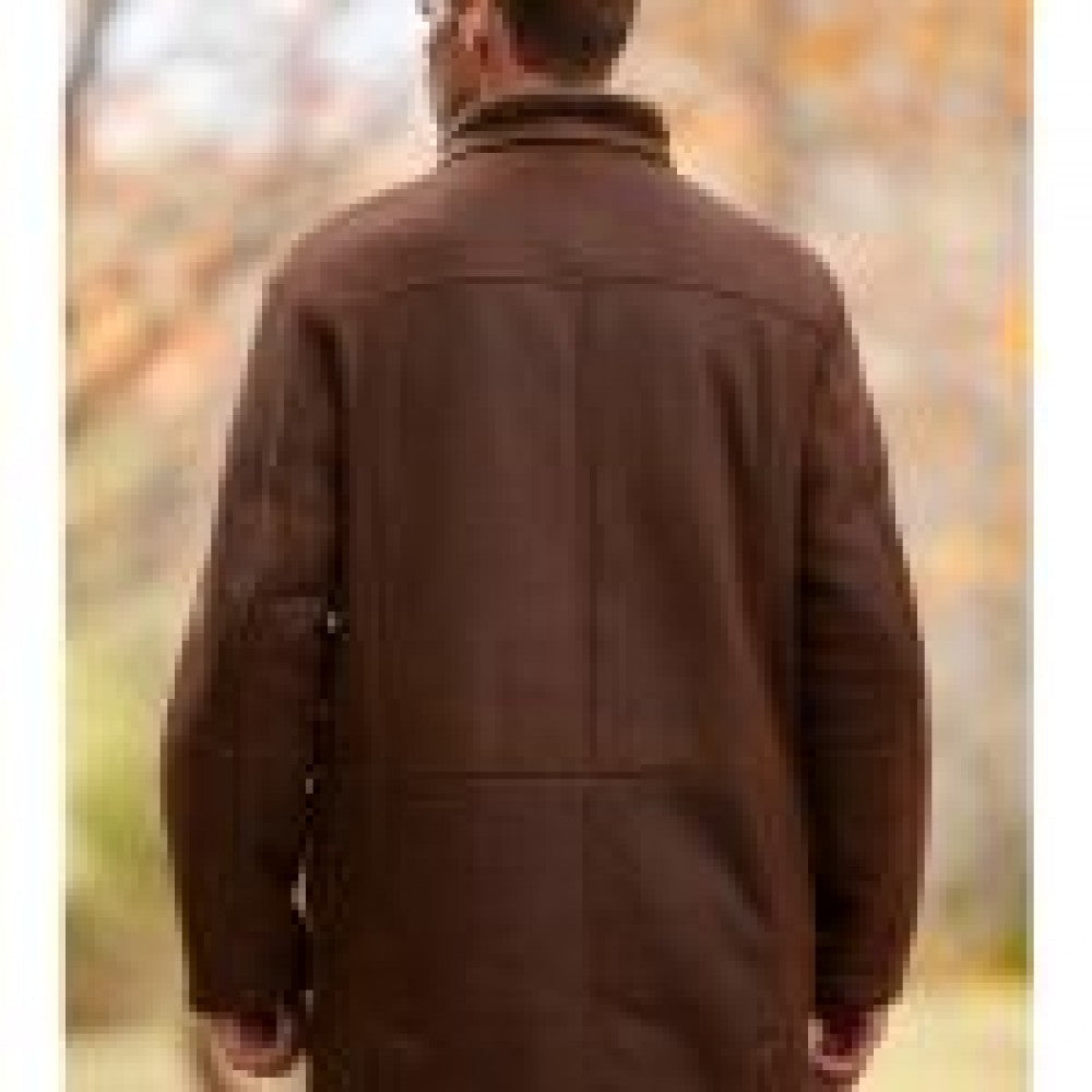 Men Brown Stylish Outfit Sheepskin Leather Coat