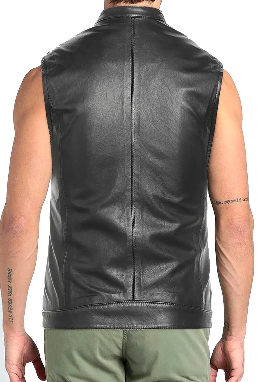 Men’s Biker Black Leather Vest

