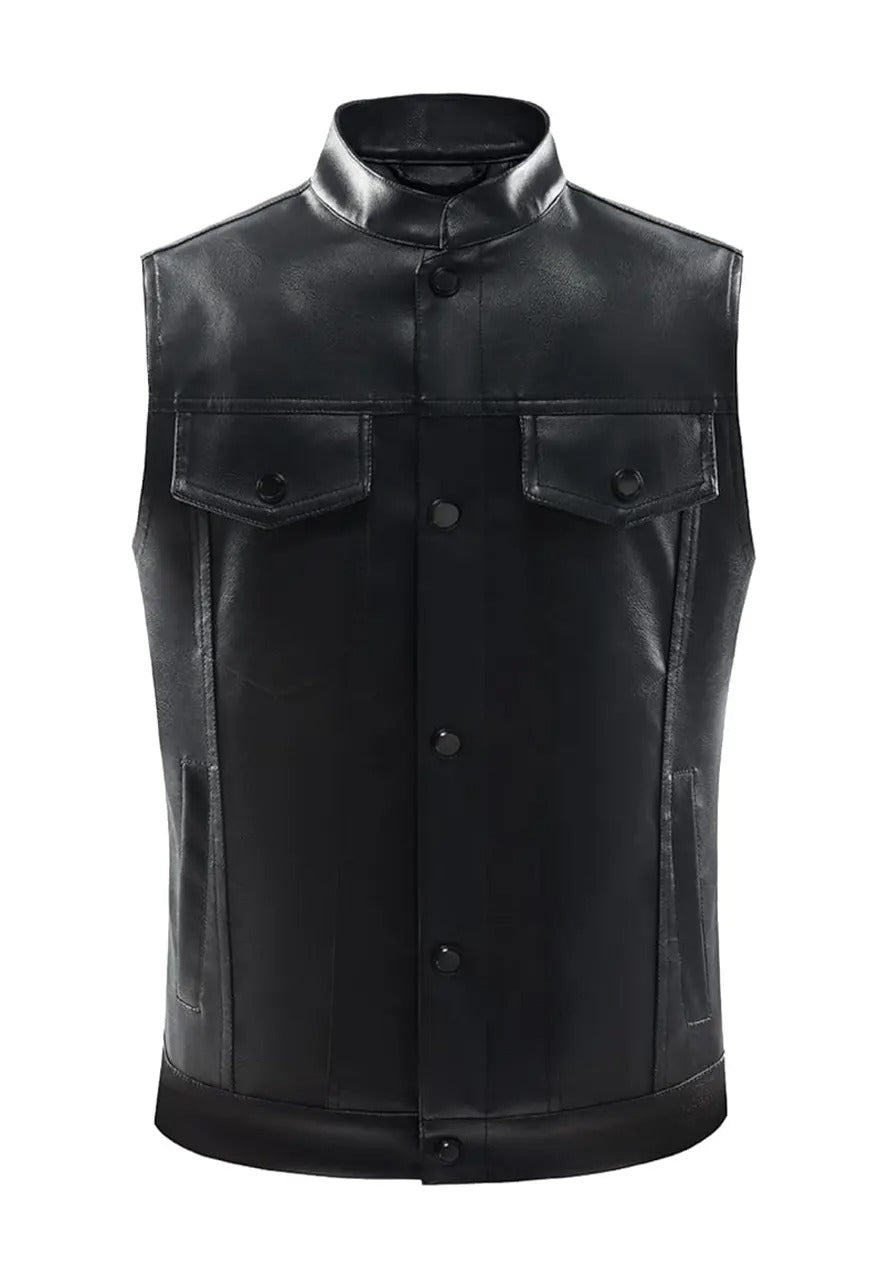 Men’s Black Biker Leather Vest