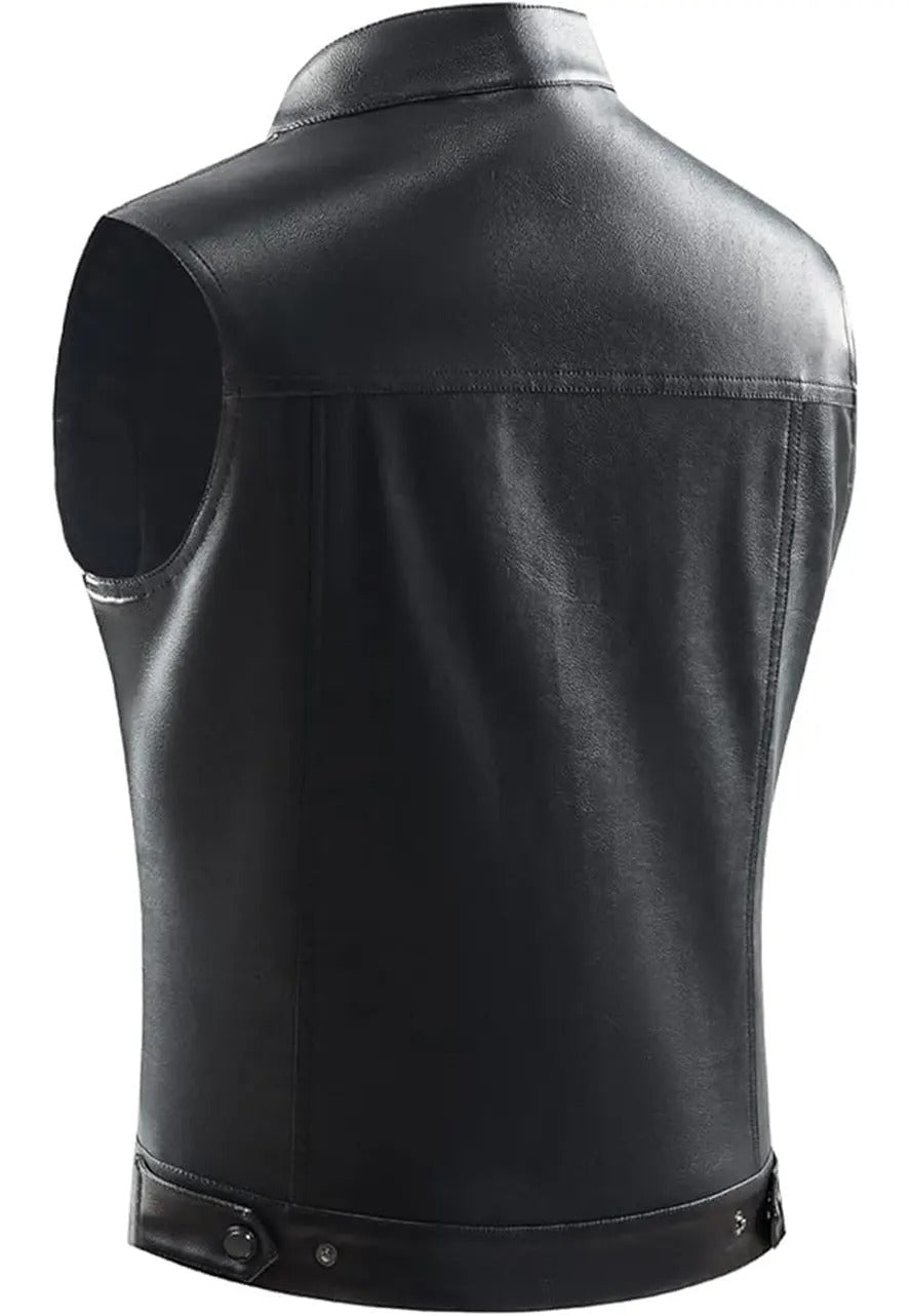 Men’s Black Biker Leather Vest