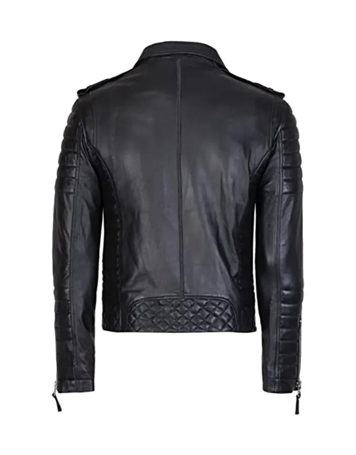 Men’s Black Biker Leather Jacket – Classic & Durable