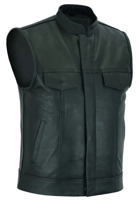 Men’s Shaded Black Biker Leather Vest