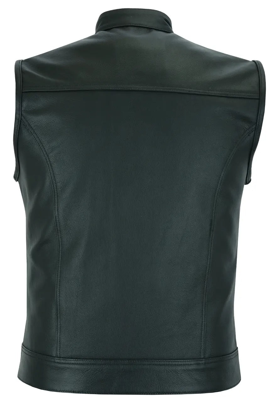 Men’s Shaded Black Biker Leather Vest