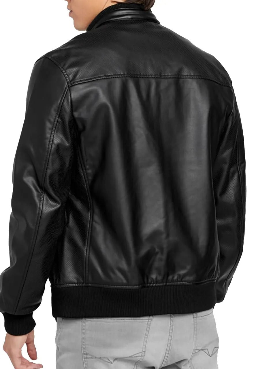 Men’s Black Farron Leather Bomber Jacket – Classic & Versatile