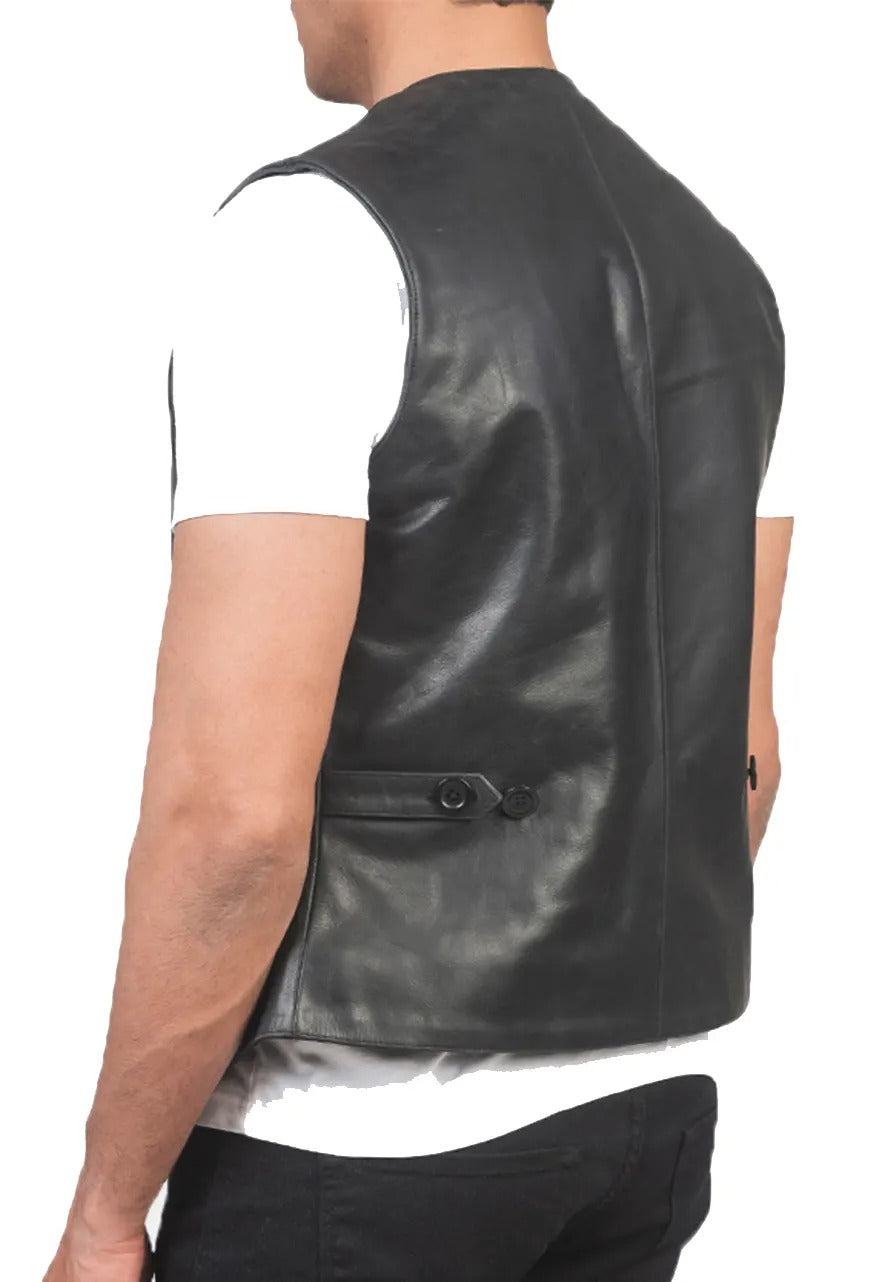 Men’s Black Genuine Leather Vest