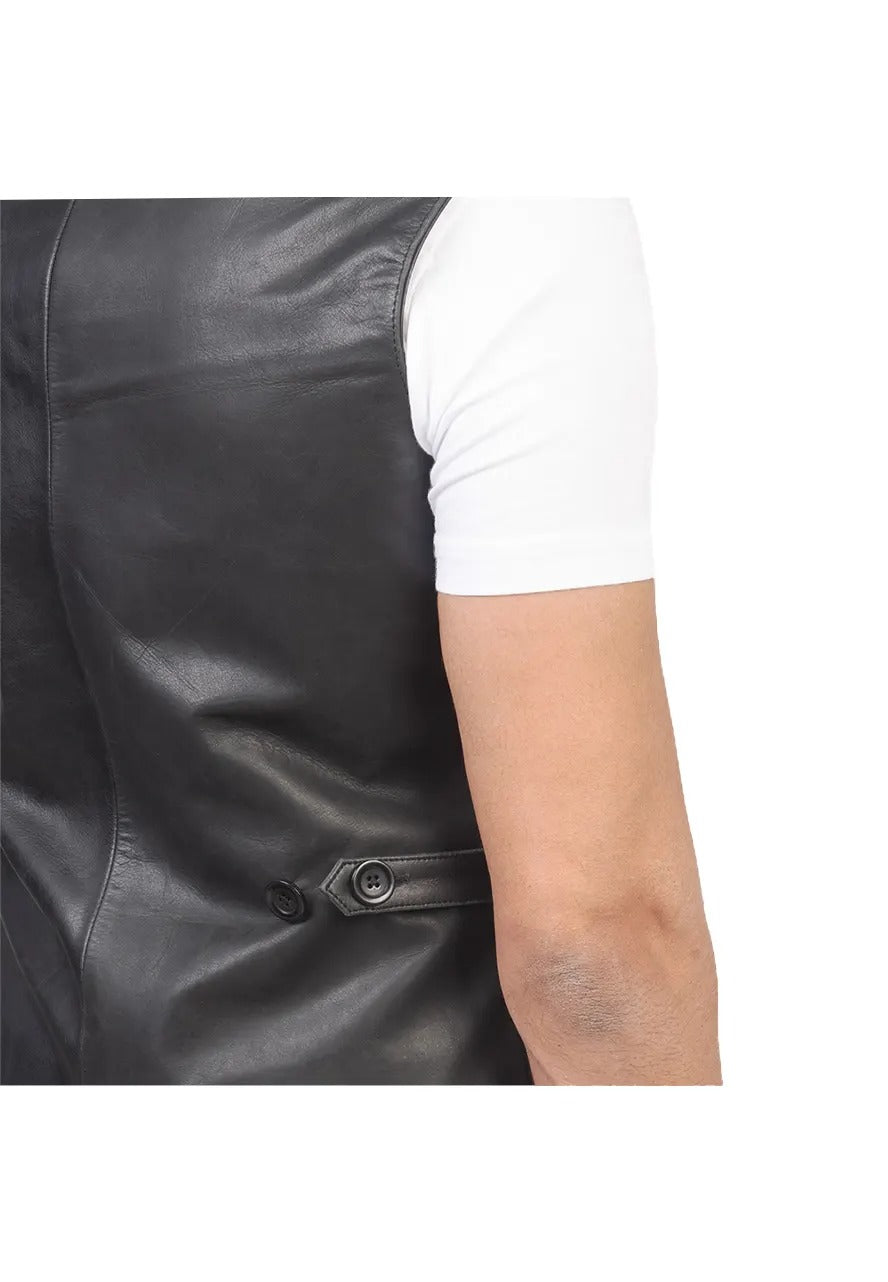 Men’s Black Genuine Leather Vest