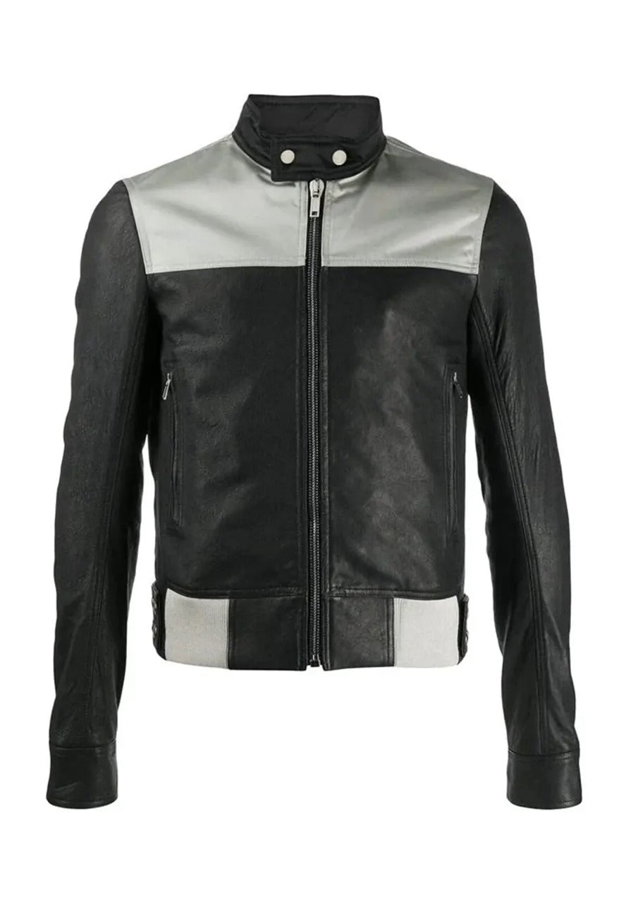 Men’s Black Slim Fit Leather Biker Jacket – Sleek & Stylish