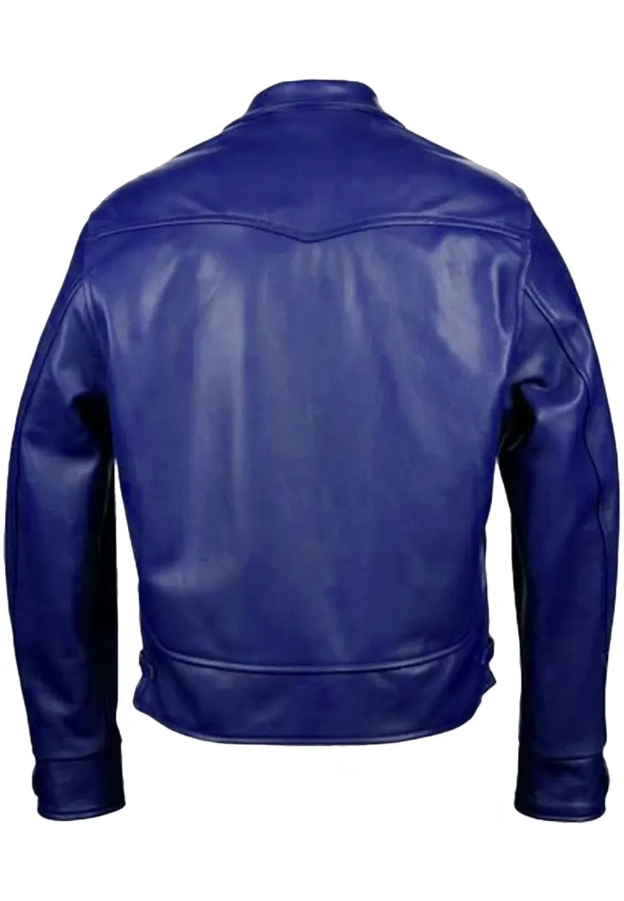 Men’s Blue Leather Jacket – Bold & Timeless