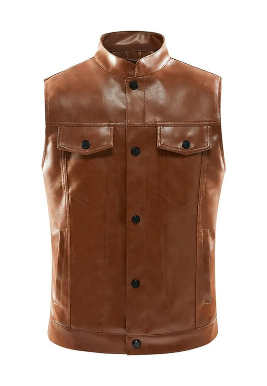 Men’s Brown Leather Biker Vest