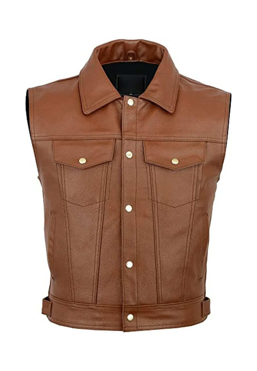 Men’s Brown Leather Vest