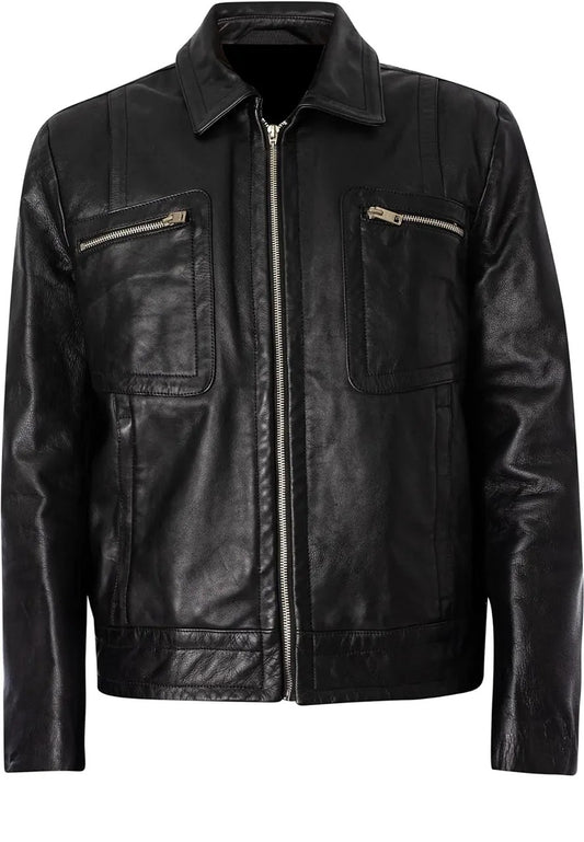 Men’s Cale Black Leather Jacket – Sleek & Timeless