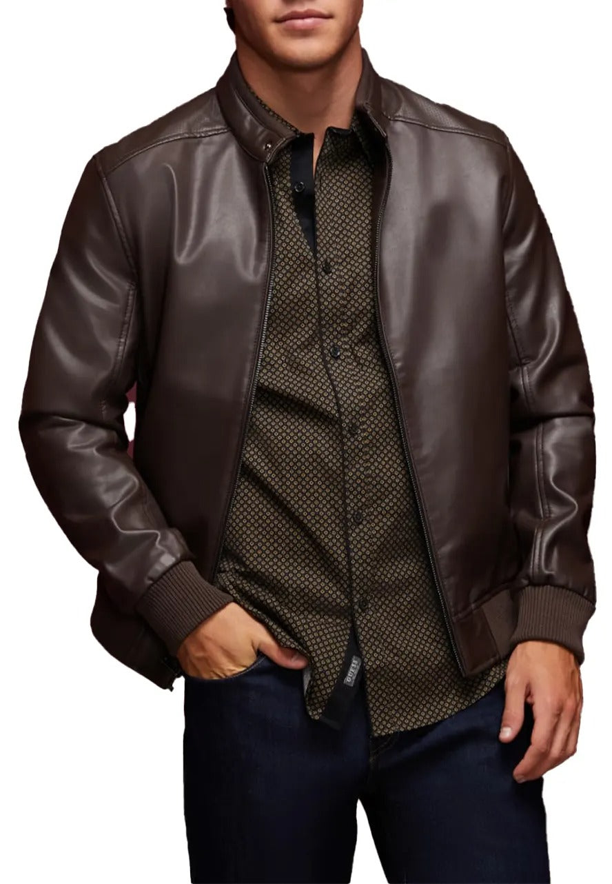 Men’s Coffee Brown Farron Leather Bomber Jacket – Timeless & Sophisticated