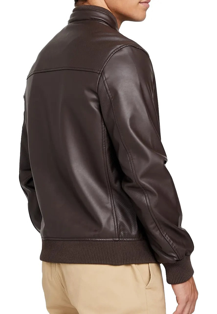 Men’s Coffee Brown Farron Leather Bomber Jacket – Timeless & Sophisticated