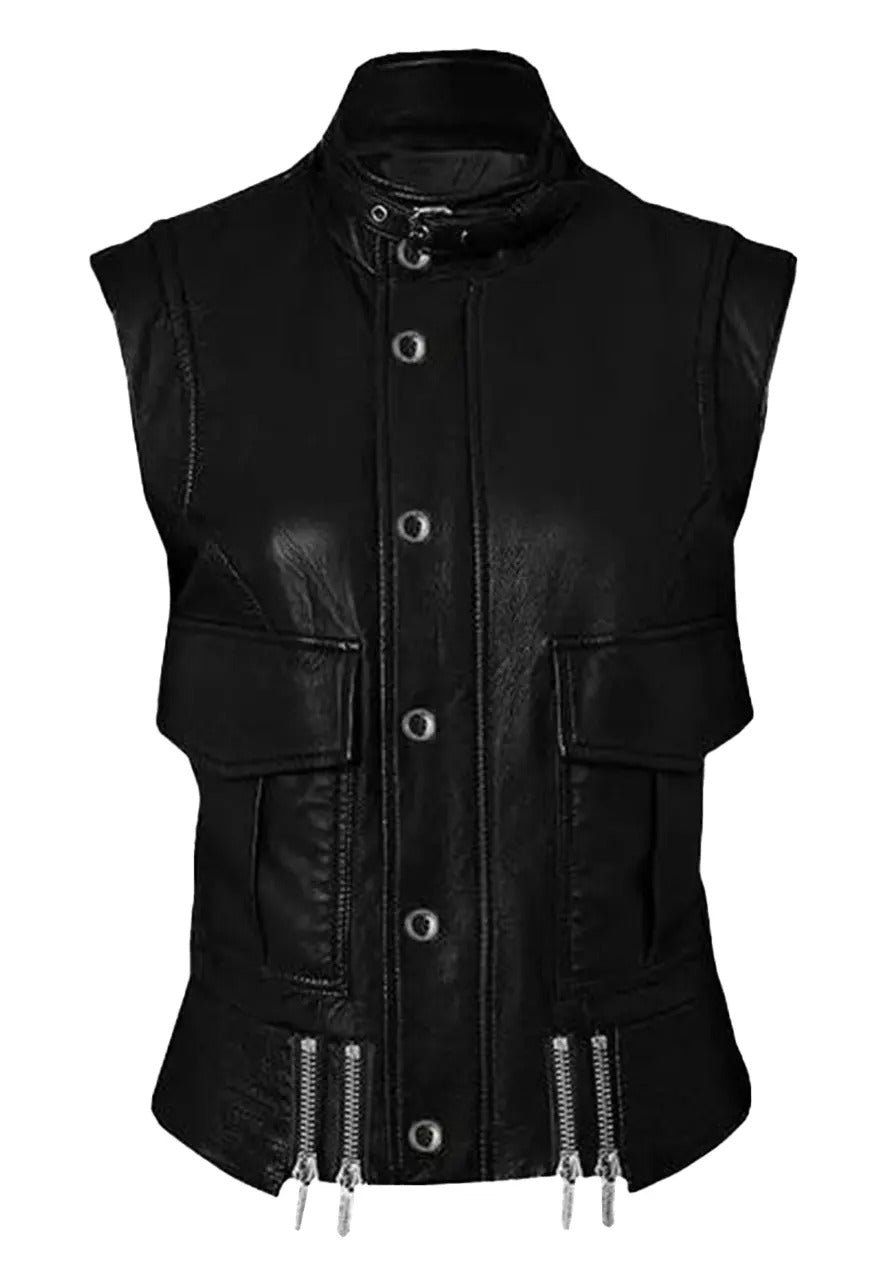 Men’s Cool Black Faux Leather Biker Vest