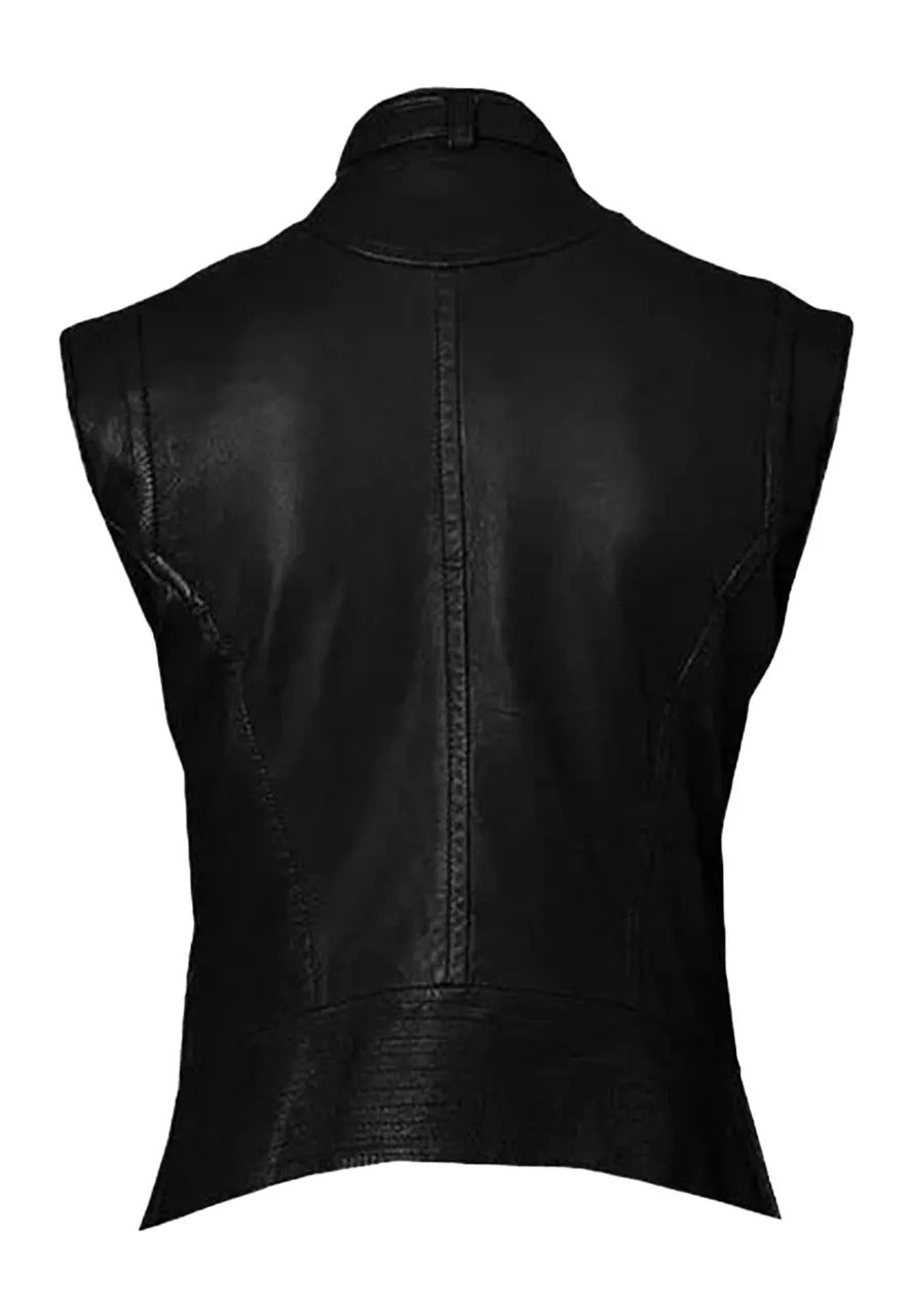 Men’s Cool Black Faux Leather Biker Vest