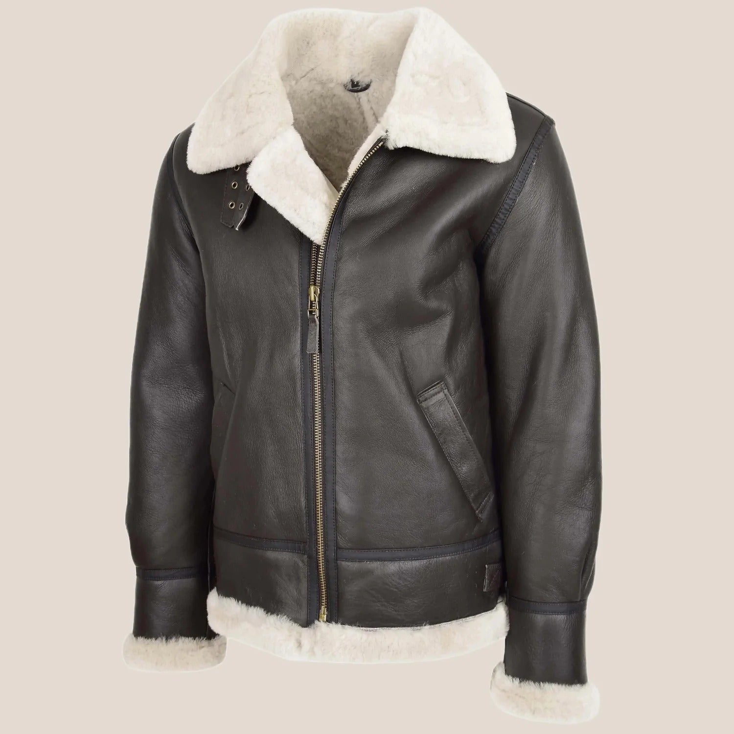 Men's Dark Brown Classic B3 Sheepskin Jacket