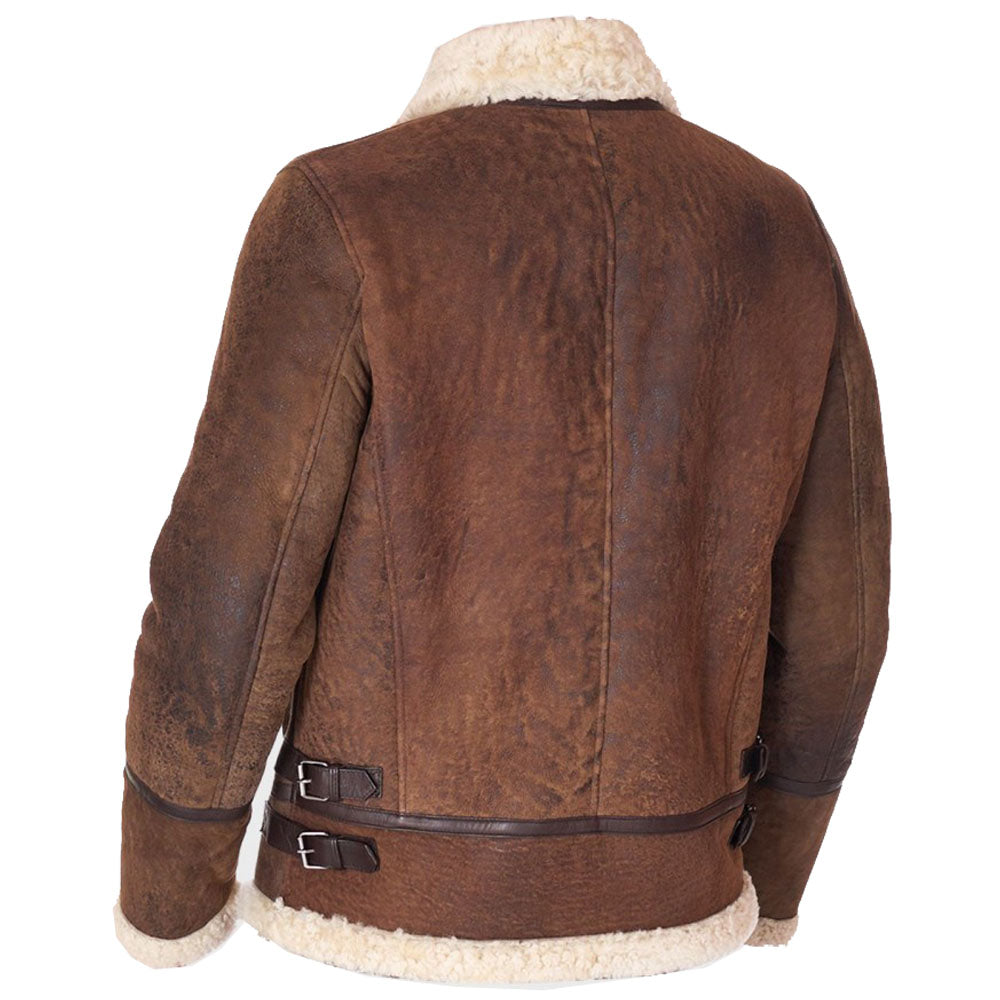 Men's Distressed Brown Toscana Sheepskin Leather Jacket