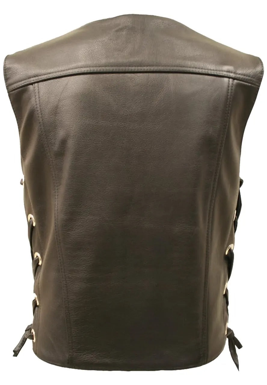 Men’s Elite Black Leather Biker Vest