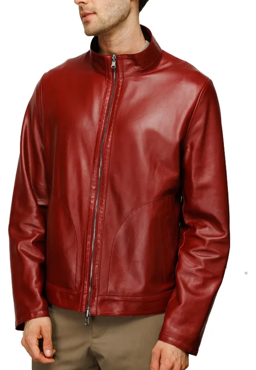 Men’s Burgundy Leather Jacket – Stylish & Timeless