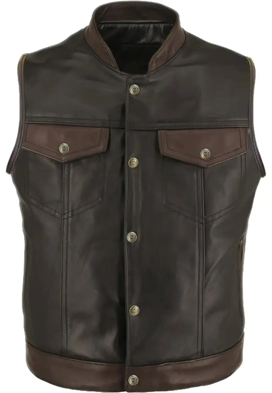 Men’s Leather Two-Tone Vest