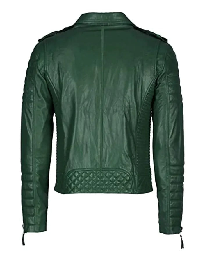 Men’s Green Biker Leather Jacket