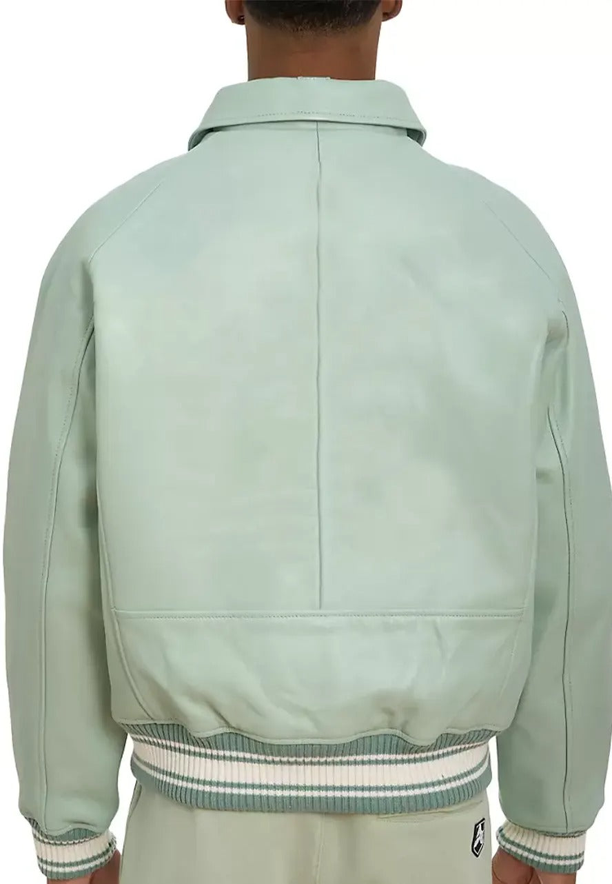 Men’s Icon Seafoam Leather Bomber Jacket